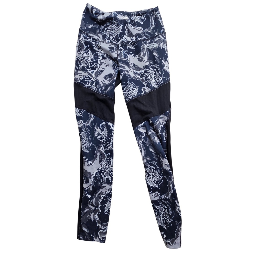 The North Face Leggings Womens‎ S Black Grey Marble Camo FlashDry Mesh Athletic